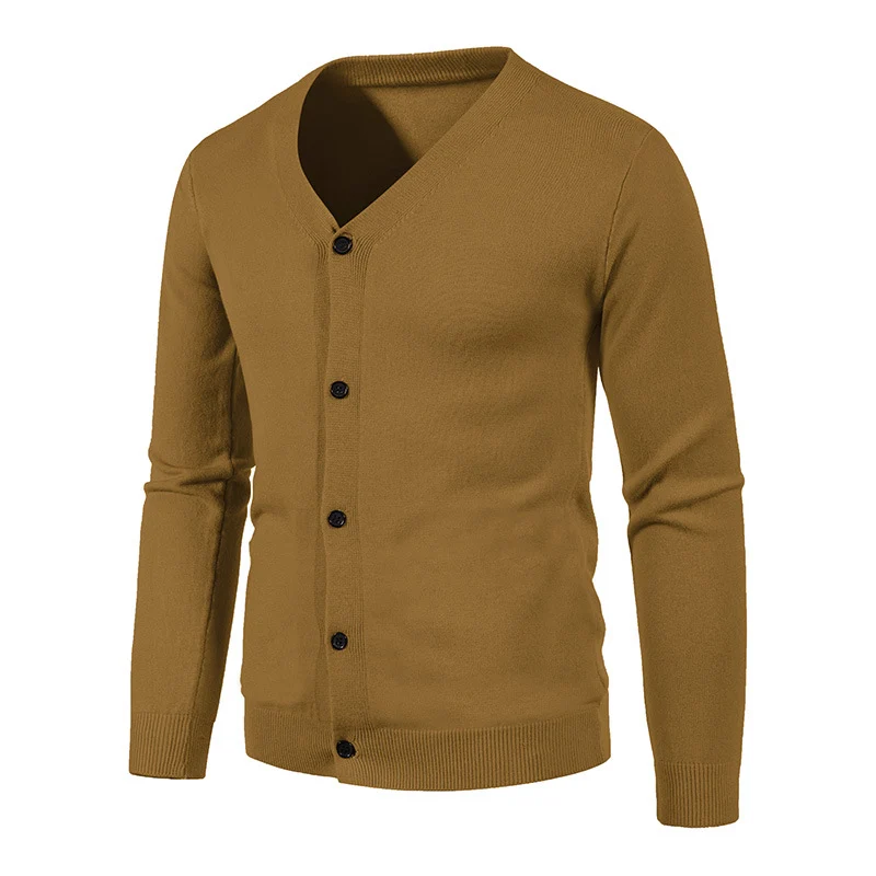 Herren Feinstrick-Cardigan mit V-Ausschnitt, schmaler Passform und Knopfleiste Drune