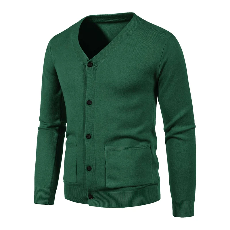 Herren Feinstrick-Cardigan mit V-Ausschnitt, Knopfleiste und aufgesetzten Taschen Drune