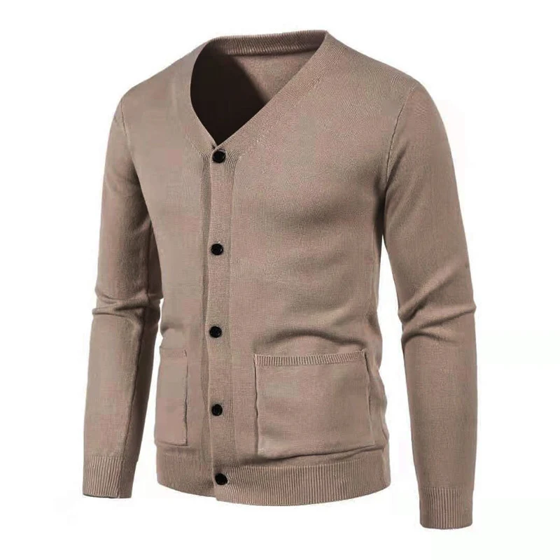 Herren Feinstrick-Cardigan mit V-Ausschnitt, Knopfleiste und aufgesetzten Taschen Drune