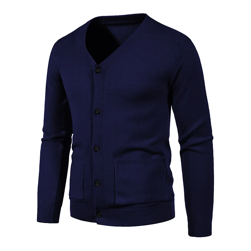 Herren Feinstrick-Cardigan mit V-Ausschnitt, durchgehender Knopfleiste und aufgesetzten Taschen Drune