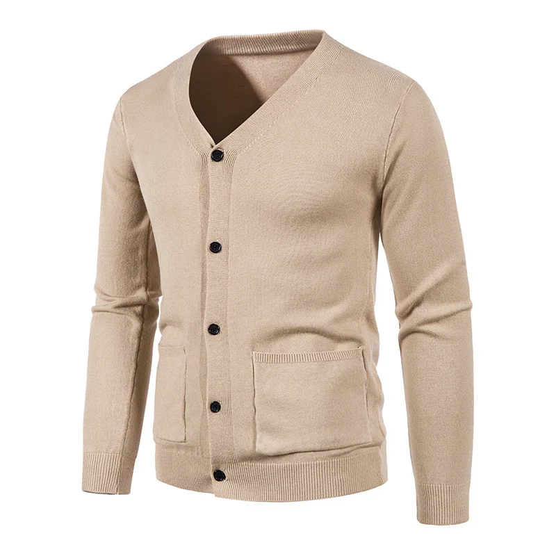 Herren Feinstrick-Cardigan mit V-Ausschnitt, durchgehender Knopfleiste und aufgesetzten Taschen Drune