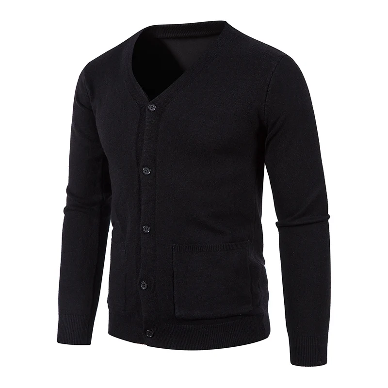 Herren Feinstrick-Cardigan mit V-Ausschnitt, durchgehender Knopfleiste und aufgesetzten Taschen Drune
