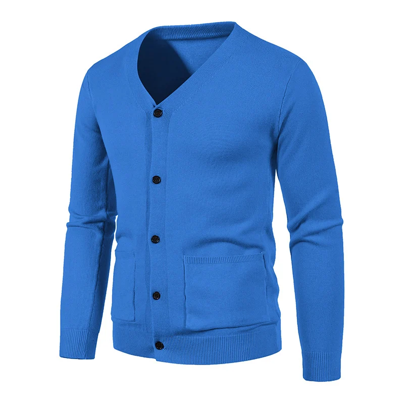 Herren Feinstrick-Cardigan mit V-Ausschnitt, durchgehender Knopfleiste und aufgesetzten Taschen Drune