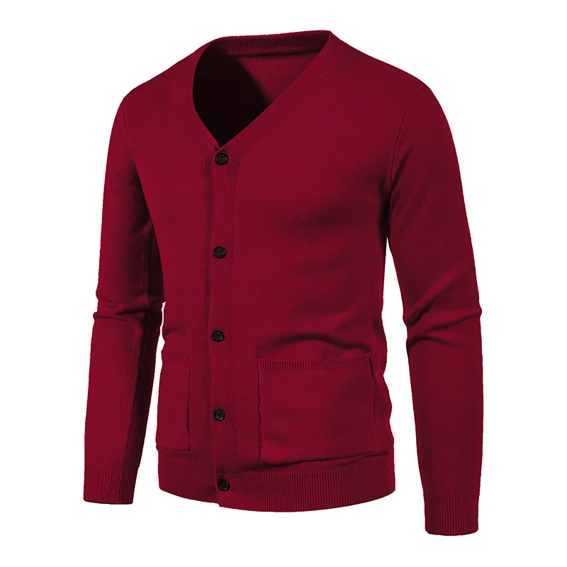 Herren Feinstrick-Cardigan mit V-Ausschnitt, durchgehender Knopfleiste und aufgesetzten Taschen Drune