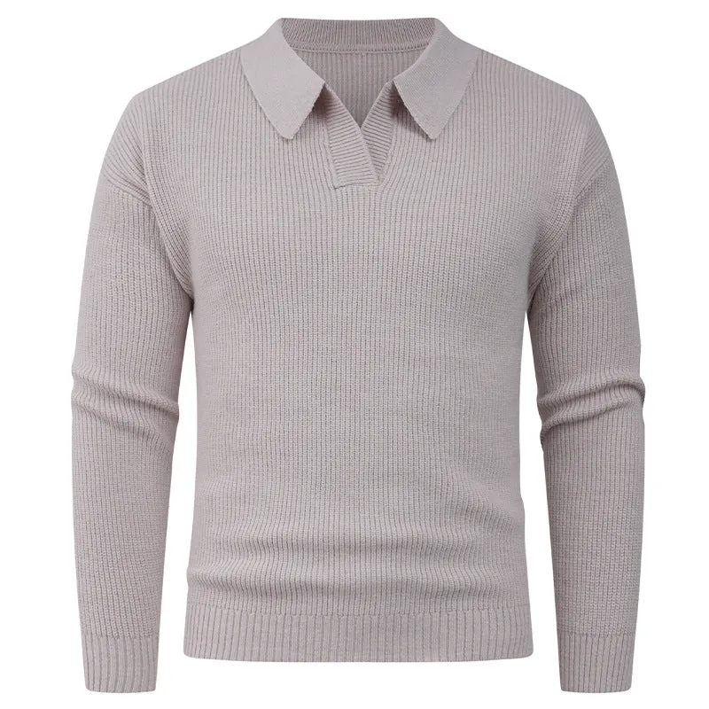 Herren Feines Strick-Poloshirt mit Hemdkragen und geripptem Saum Drune