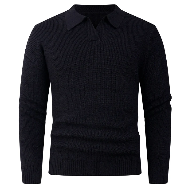 Herren Feines Strick-Poloshirt mit Hemdkragen und geripptem Saum Drune