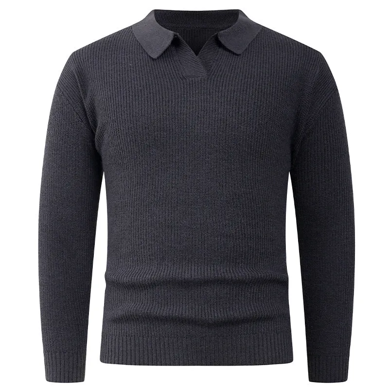 Herren Feines Strick-Poloshirt mit Hemdkragen und geripptem Saum Drune