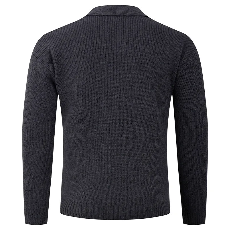 Herren Feines Strick-Poloshirt mit Hemdkragen und geripptem Saum Drune