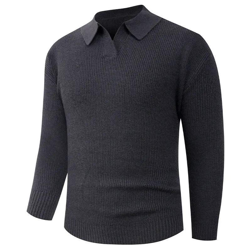 Herren Feines Strick-Poloshirt mit Hemdkragen und geripptem Saum Drune