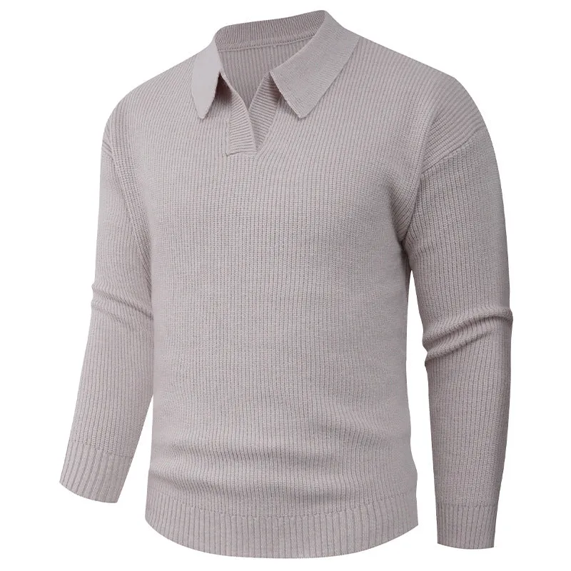 Herren Feines Strick-Poloshirt mit Hemdkragen und geripptem Saum Drune