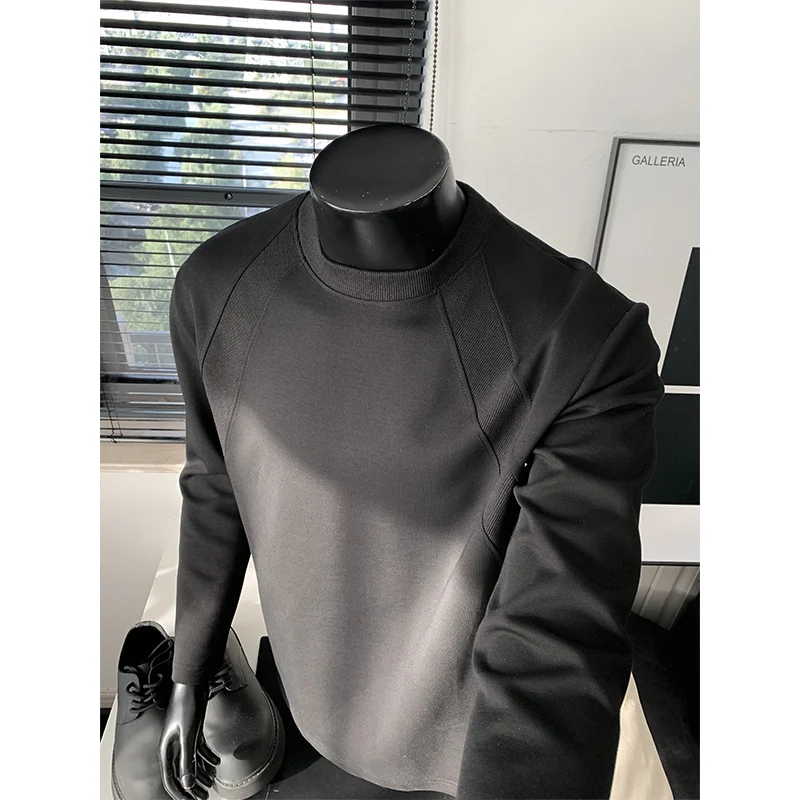 Herren Feines Langarm-Sweatshirt mit leichtem Stehkragen und Raglannähten Drune