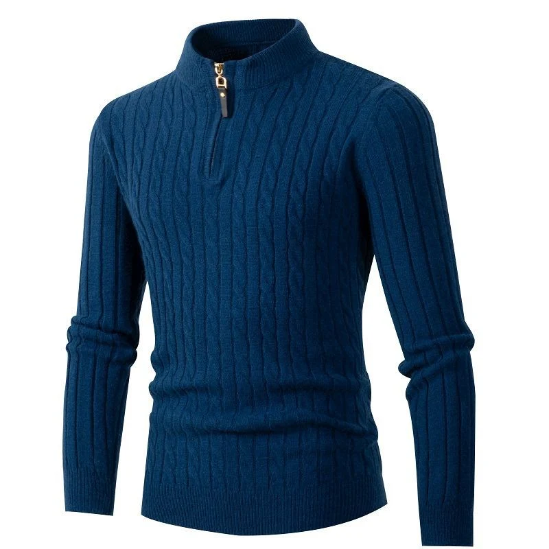Herren Feiner Zopfstrick‑Halbzip‑Mockneck‑Pullover Drune