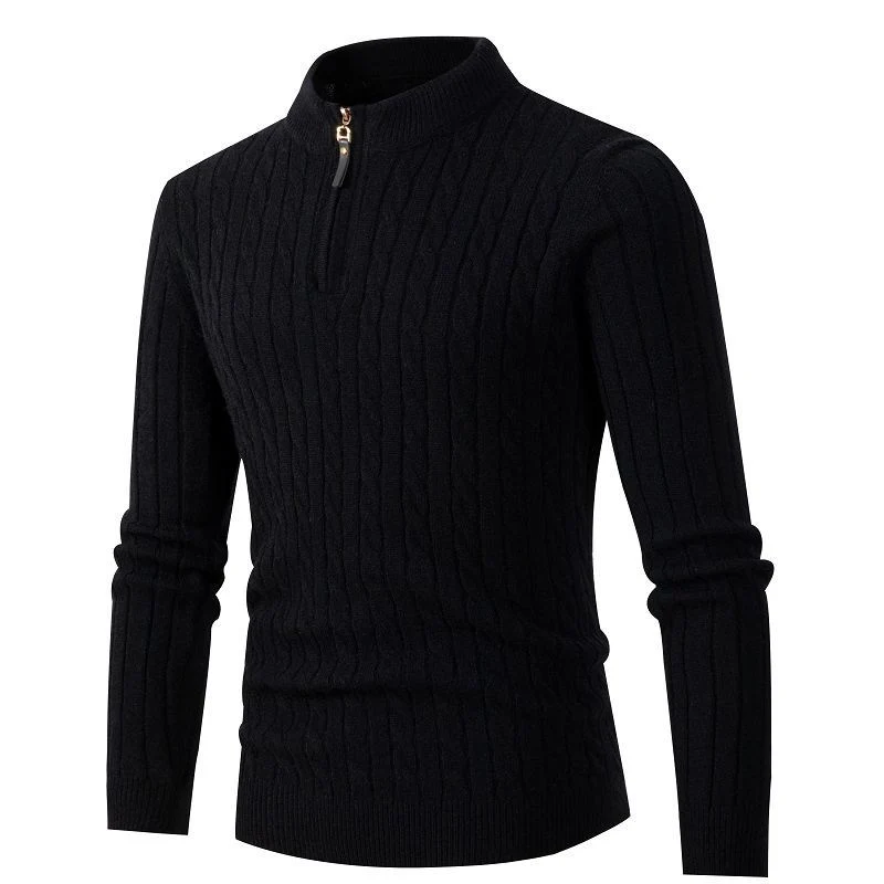 Herren Feiner Zopfstrick‑Halbzip‑Mockneck‑Pullover Drune