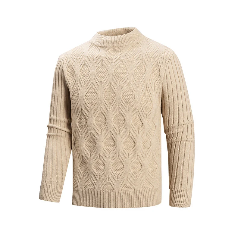 Herren Feiner Zopfmuster-Pullover mit kurzem Stehkragen und Raglanärmeln Drune