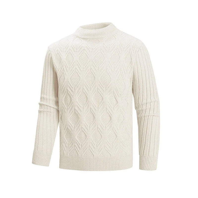Herren Feiner Zopfmuster-Pullover mit kurzem Stehkragen und Raglanärmeln Drune