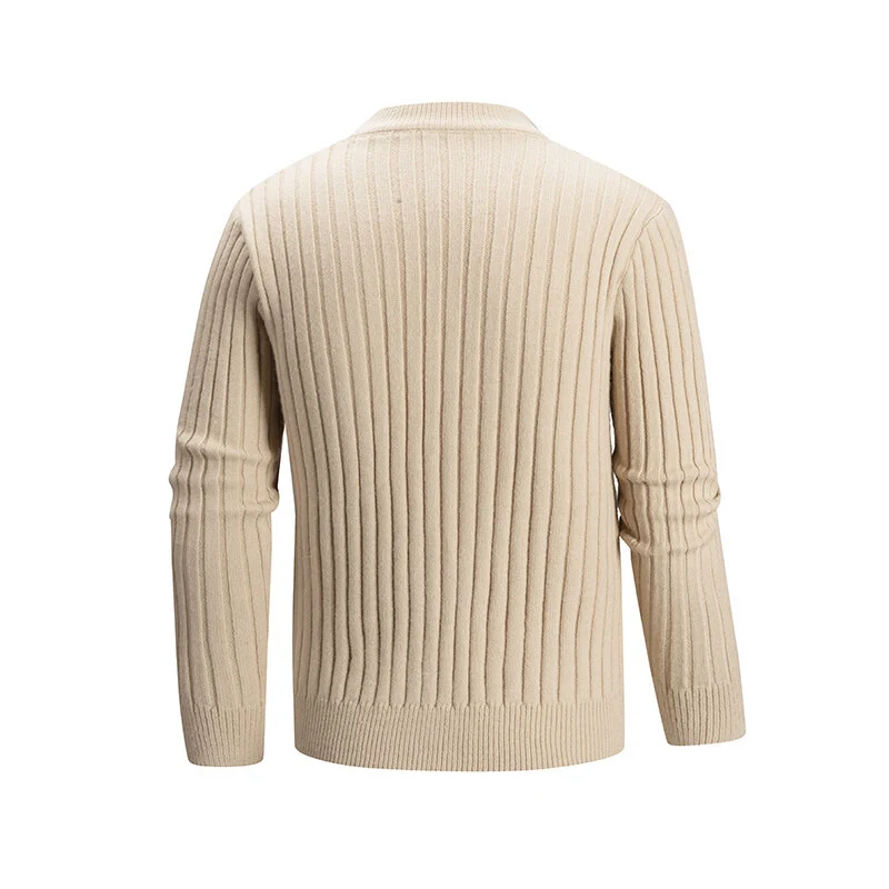 Herren Feiner Zopfmuster-Pullover mit kurzem Stehkragen und Raglanärmeln Drune