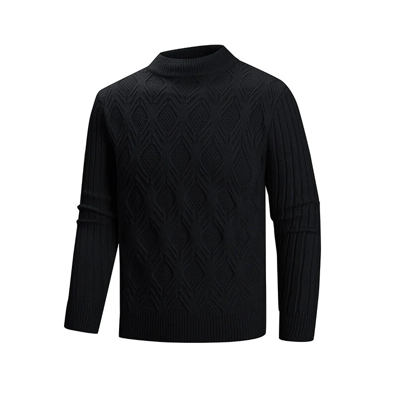 Herren Feiner Zopfmuster-Pullover mit kurzem Stehkragen und Raglanärmeln Drune