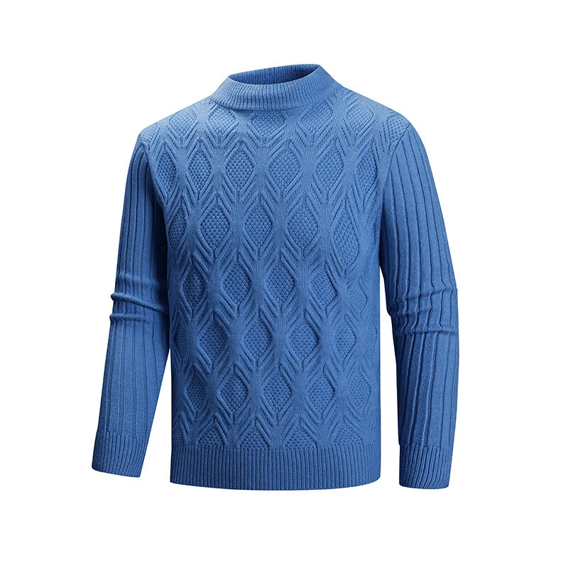 Herren Feiner Zopfmuster-Pullover mit kurzem Stehkragen und Raglanärmeln Drune
