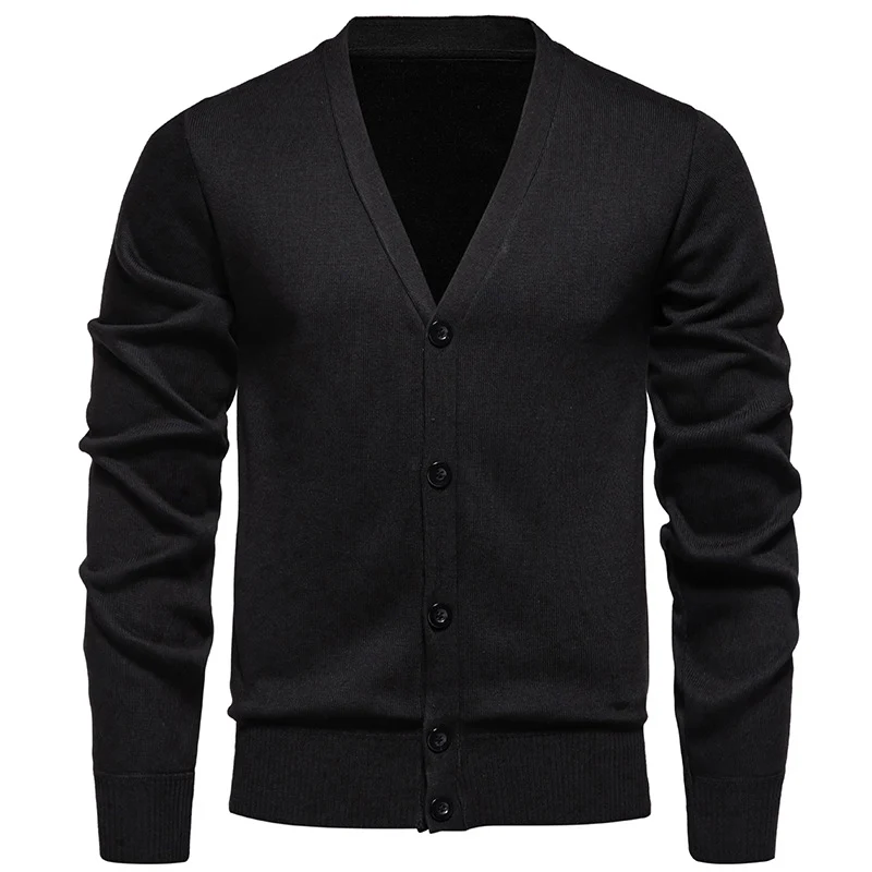 Herren Feiner V-Ausschnitt Strickcardigan mit durchgehender Knopfleiste und gerippten Bündchen Drune