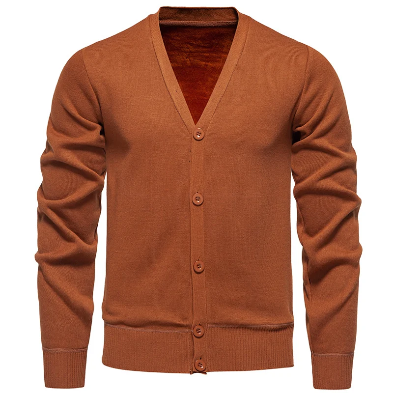 Herren Feiner V-Ausschnitt Strickcardigan mit durchgehender Knopfleiste und gerippten Bündchen Drune