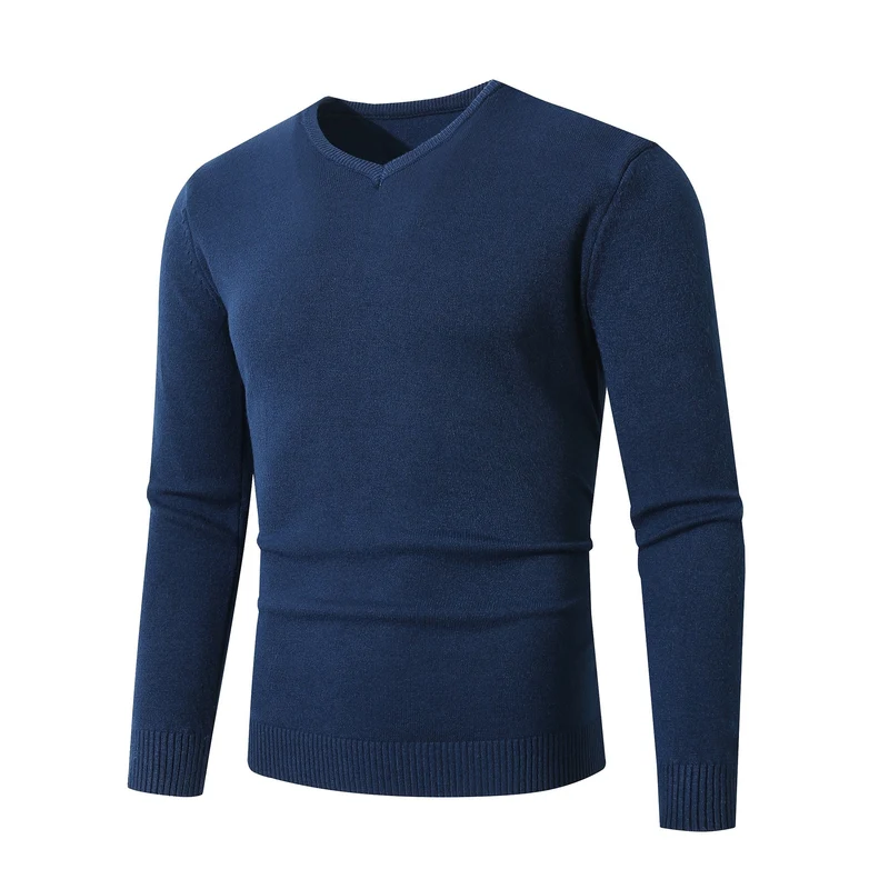 Herren Feiner V-Ausschnitt Feinstrickpullover mit schmalem Rippsaum Drune