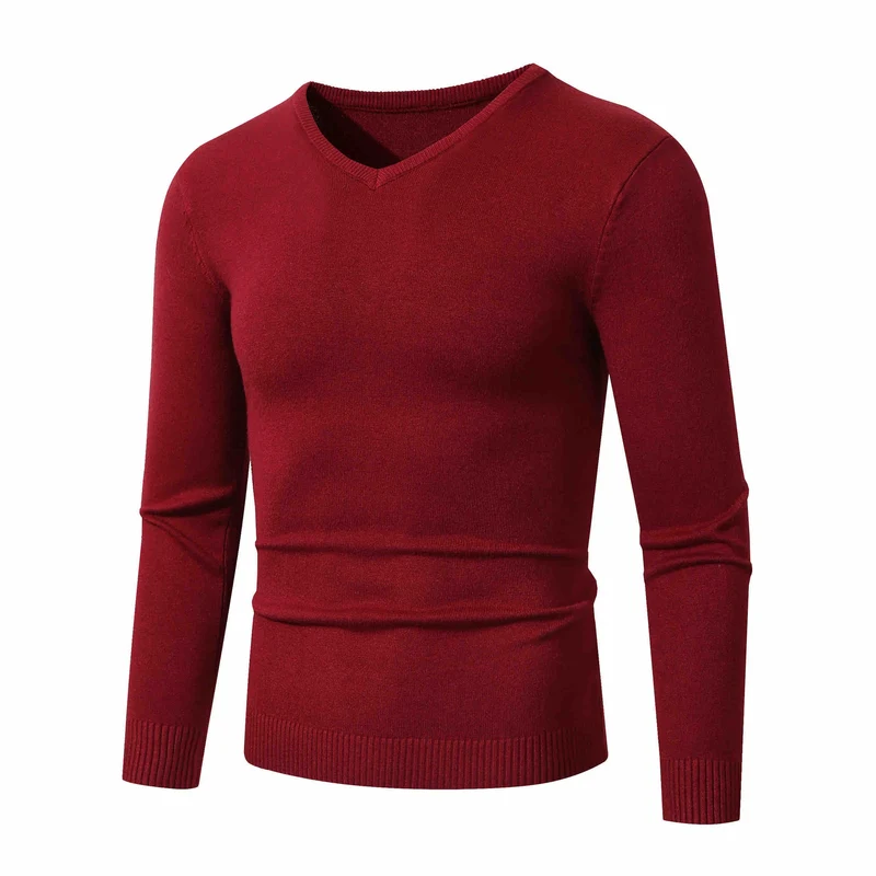 Herren Feiner V-Ausschnitt Feinstrickpullover mit schmalem Rippsaum Drune