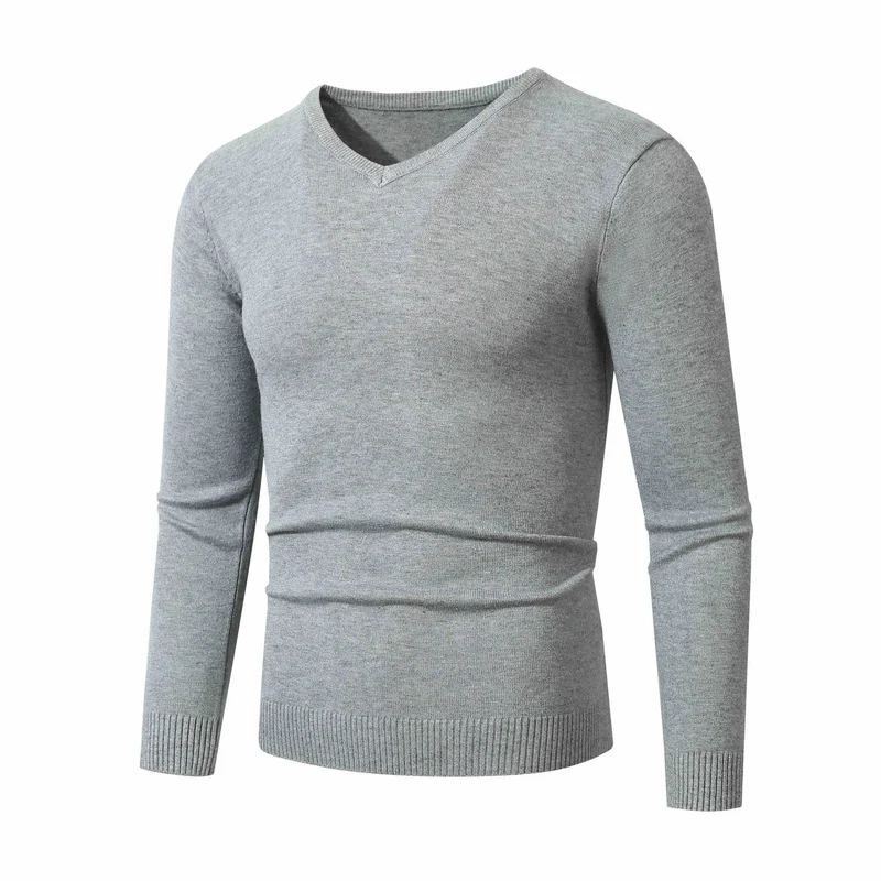 Herren Feiner V-Ausschnitt Feinstrickpullover mit schmalem Rippsaum Drune