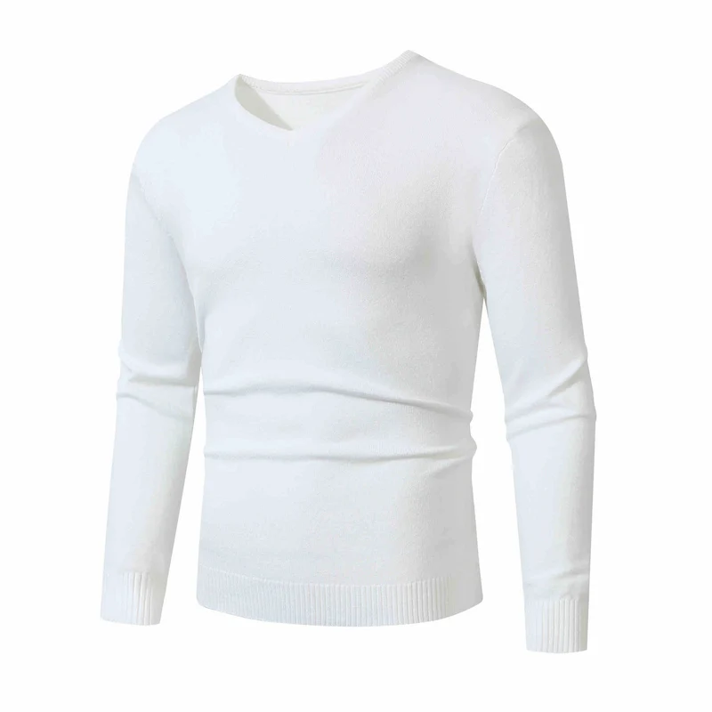 Herren Feiner V-Ausschnitt Feinstrickpullover mit schmalem Rippsaum Drune