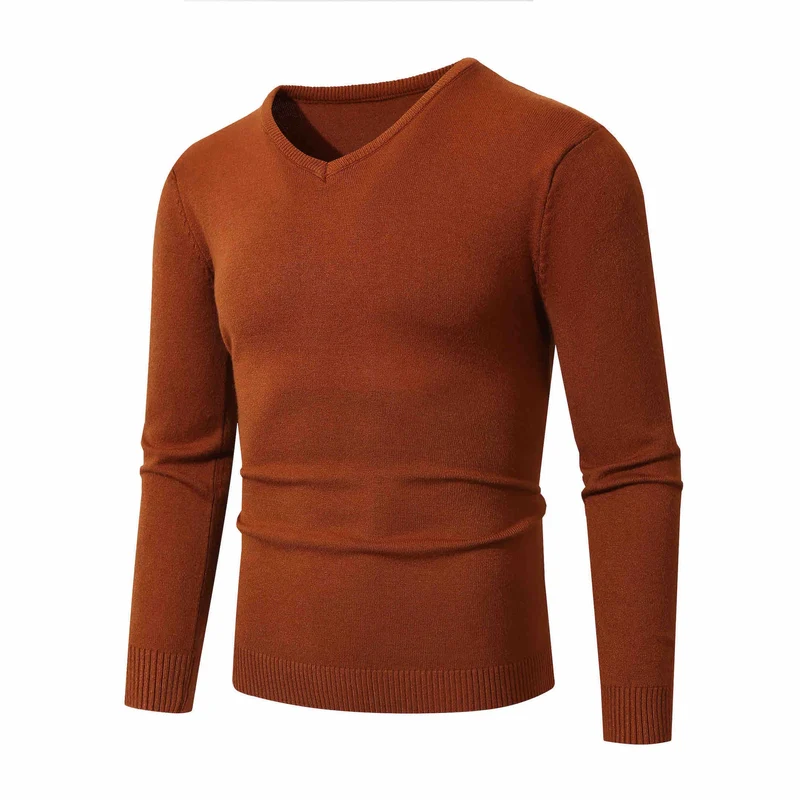Herren Feiner V-Ausschnitt Feinstrickpullover mit schmalem Rippsaum Drune