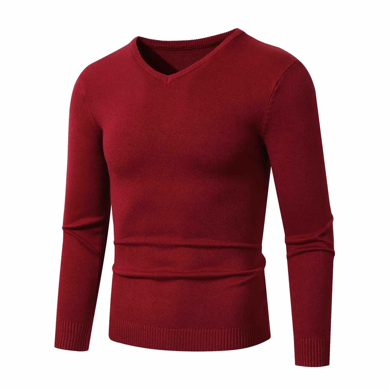 Herren Feiner V-Ausschnitt Feinstrickpullover mit schmalem Rippsaum Drune