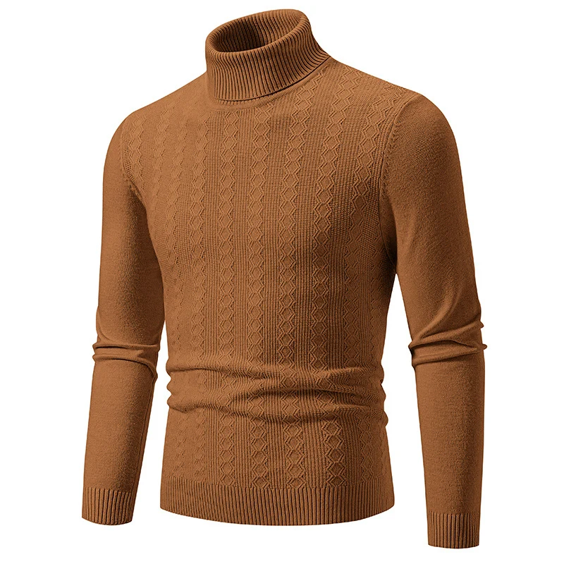 Herren Feiner Rollkragenpullover aus Feinstrick mit Zopfmuster und schmaler Silhouette Drune