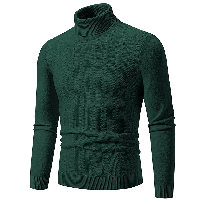 Herren Feiner Rollkragenpullover aus Feinstrick mit Zopfmuster und schmaler Silhouette Drune