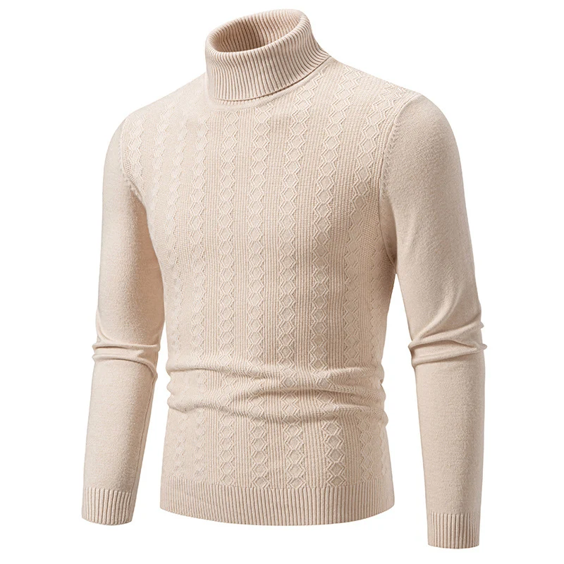 Herren Feiner Rollkragenpullover aus Feinstrick mit Zopfmuster und schmaler Silhouette Drune