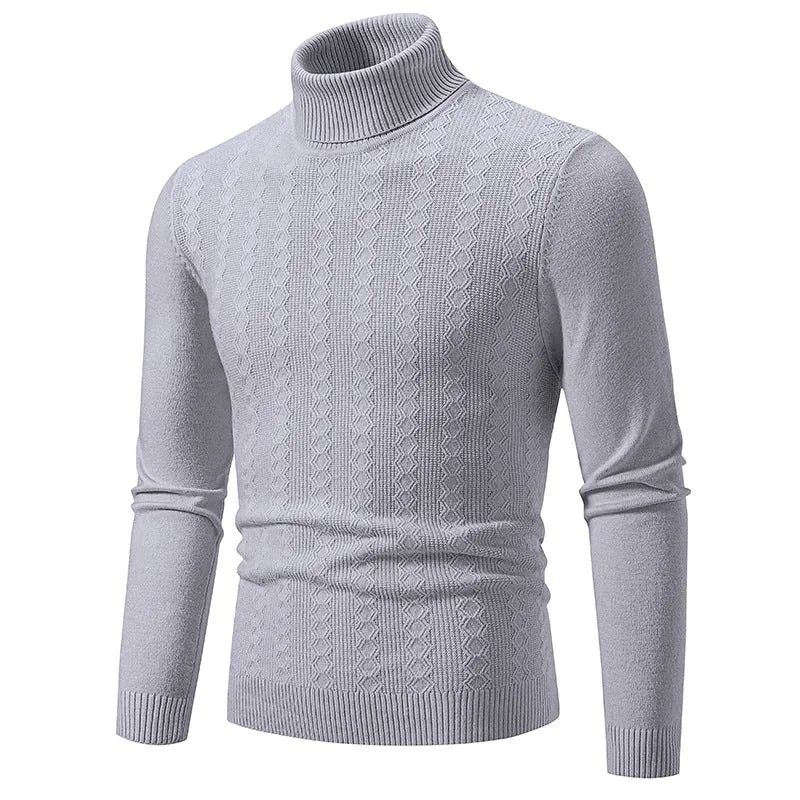 Herren Feiner Rollkragenpullover aus Feinstrick mit Zopfmuster und schmaler Silhouette Drune