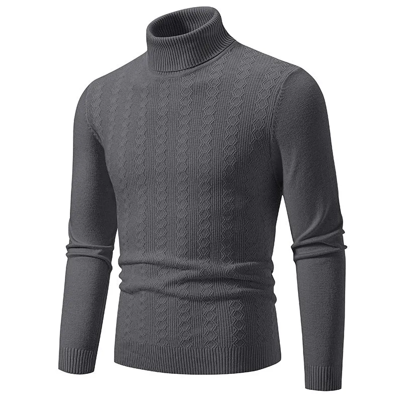 Herren Feiner Rollkragenpullover aus Feinstrick mit Zopfmuster und schmaler Silhouette Drune