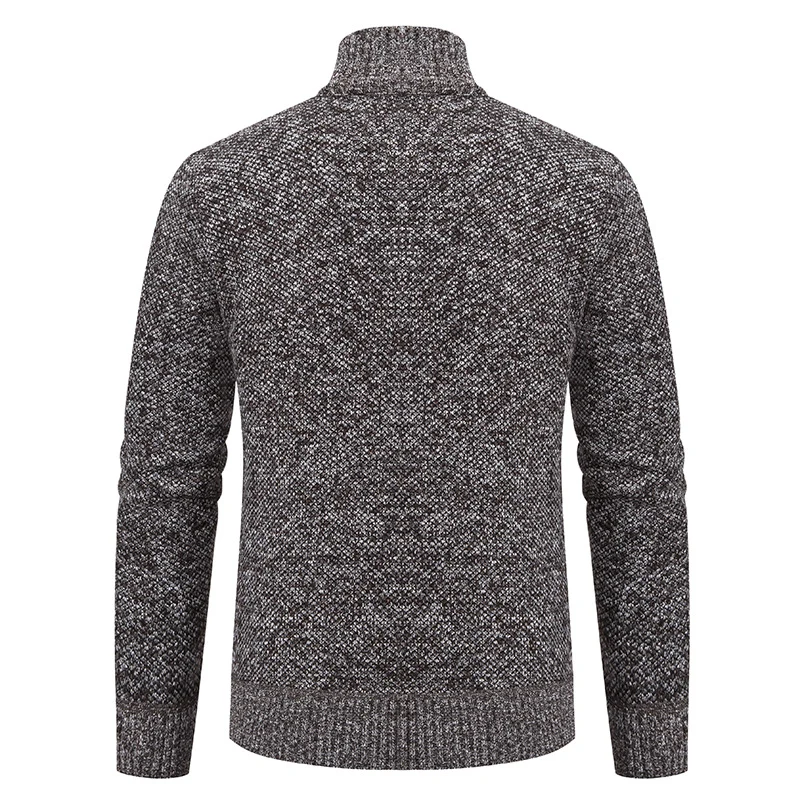 Herren Feiner Jacquard-Cardigan mit durchgehendem Reißverschluss, Stehkragen und Eingrifftaschen Drune