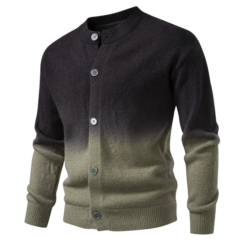 Herren Feiner Button-Cardigan mit Ombre-Farbverlauf und Stehkragen Drune