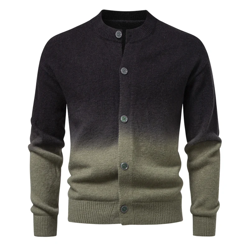 Herren Feiner Button-Cardigan mit Ombre-Farbverlauf und Stehkragen Drune