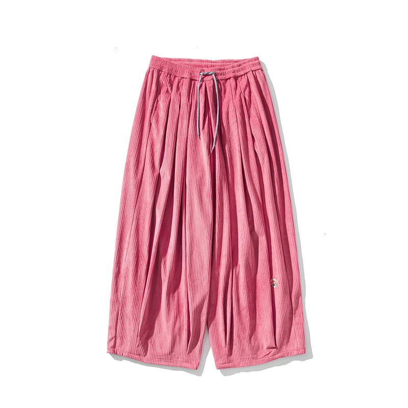 Herren Extraweite Plissée-Hose mit Rippstruktur und Tunnelzug Drune