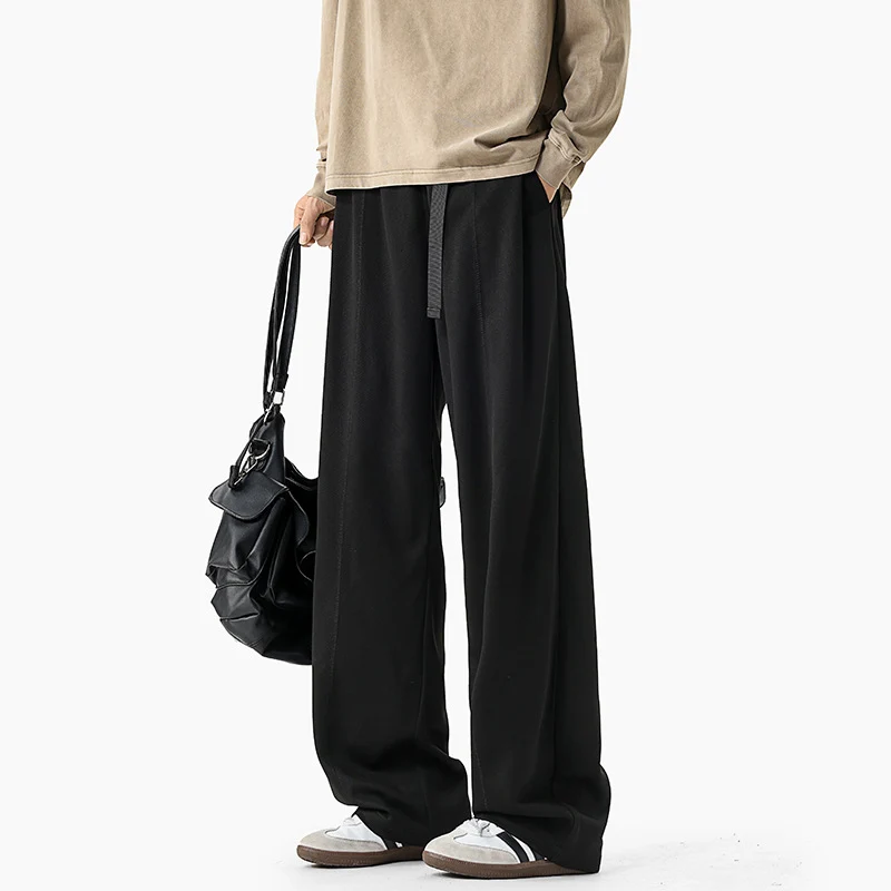 Herren Extraweite Drapierte Wide‑Leg‑Hose aus schwerfallendem Jersey mit Tunnelzugbund und Bundfalten Drune