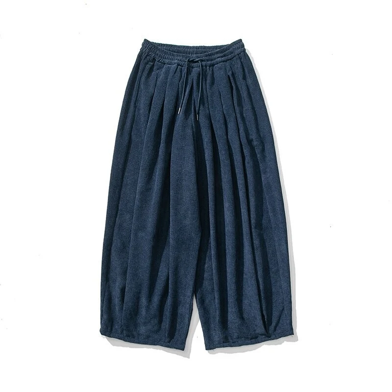Herren Extraweite Cord-Ballonhose mit Falten, Tunnelzug und schwerem Fall Drune
