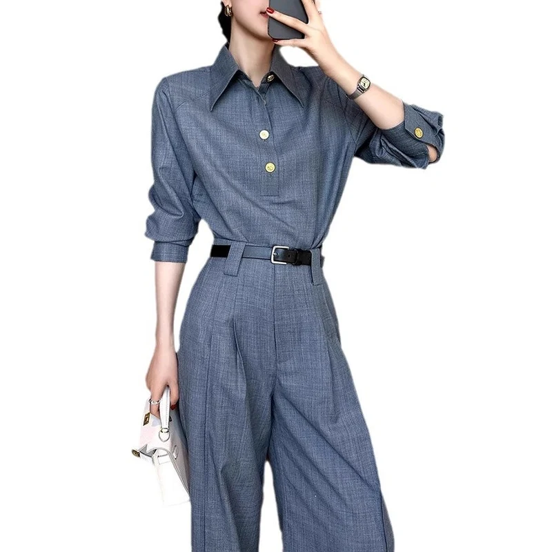 Damen Elegante und vielseitige Bluse mit Knopfdetail Drune