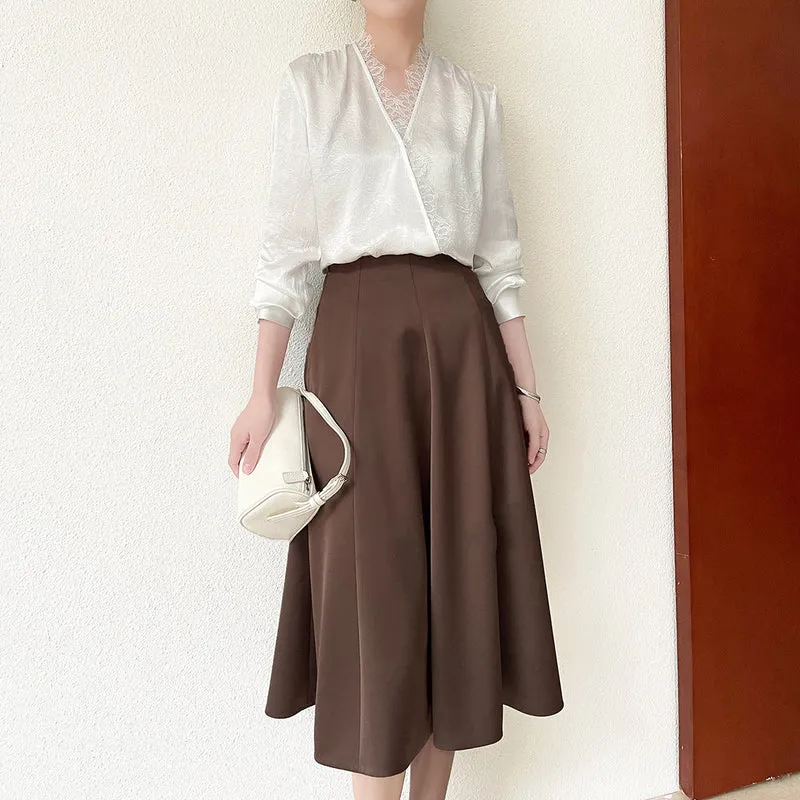 Damen Elegante und raffinierte Bluse mit Spitzenkragen Drune
