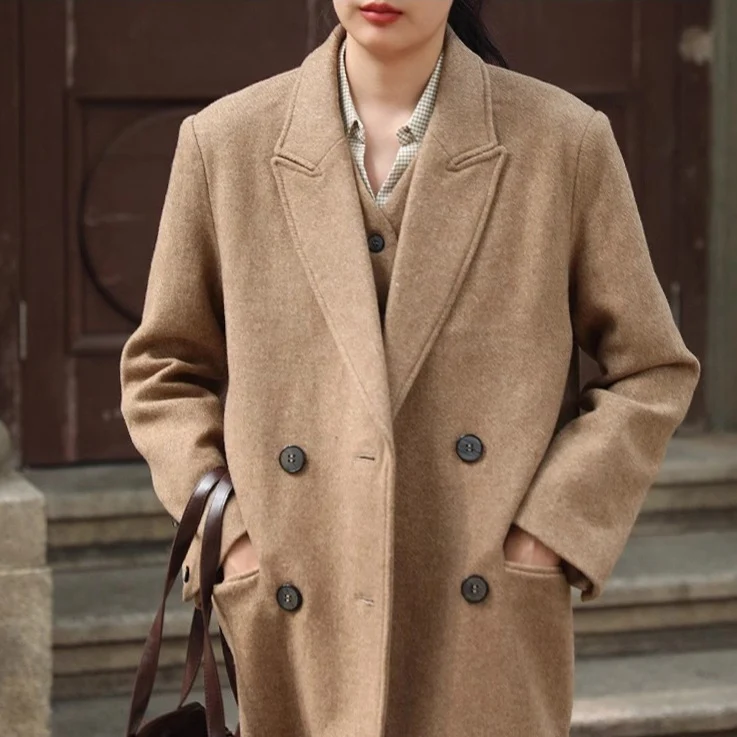 Damen Elegante und moderne Wool Trenchcoat Drune