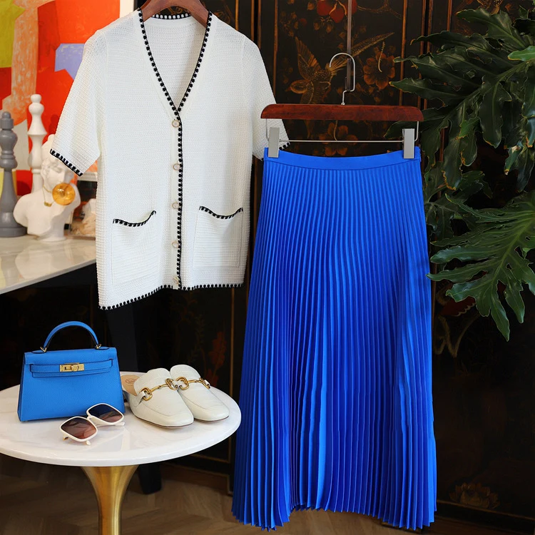 Damen Elegante und luftige Plissee-Rock Kombination Drune