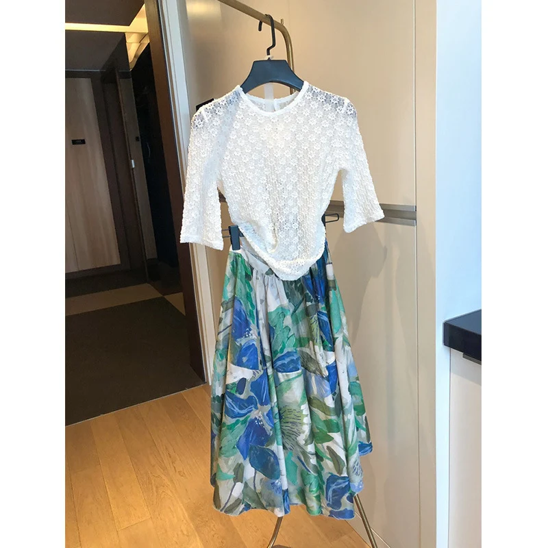 Damen Elegante und luftige Blusenkombination mit Maxi-Rock Drune