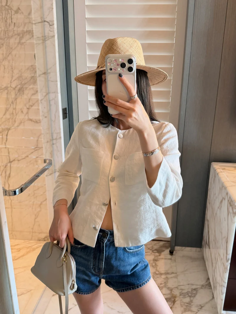 Damen Elegante und lässige Leinenjacke Drune