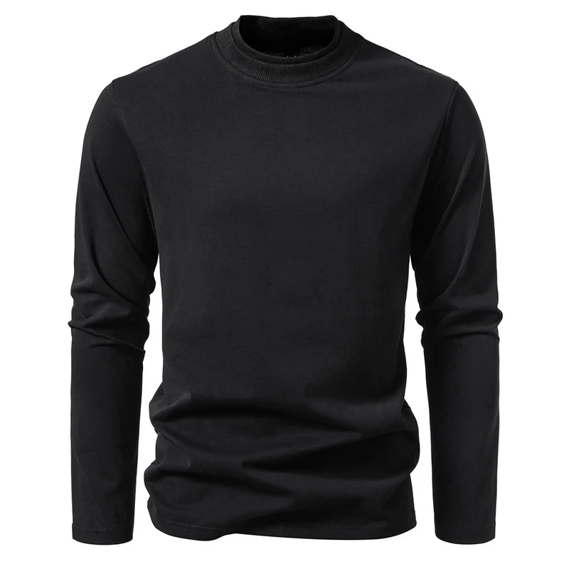 Herren Langes Feinstrick-Shirt mit Mockneck, geripptem Kragen und schlanker Silhouette Drune