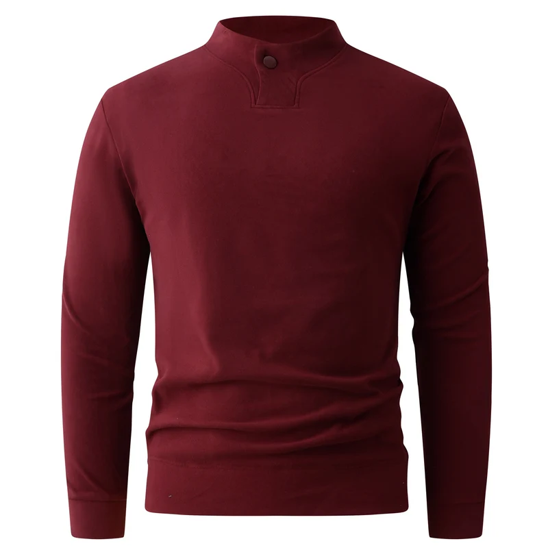 Herren Langarmshirt mit schmalem Stehkragen und Knopfverschluss Drune