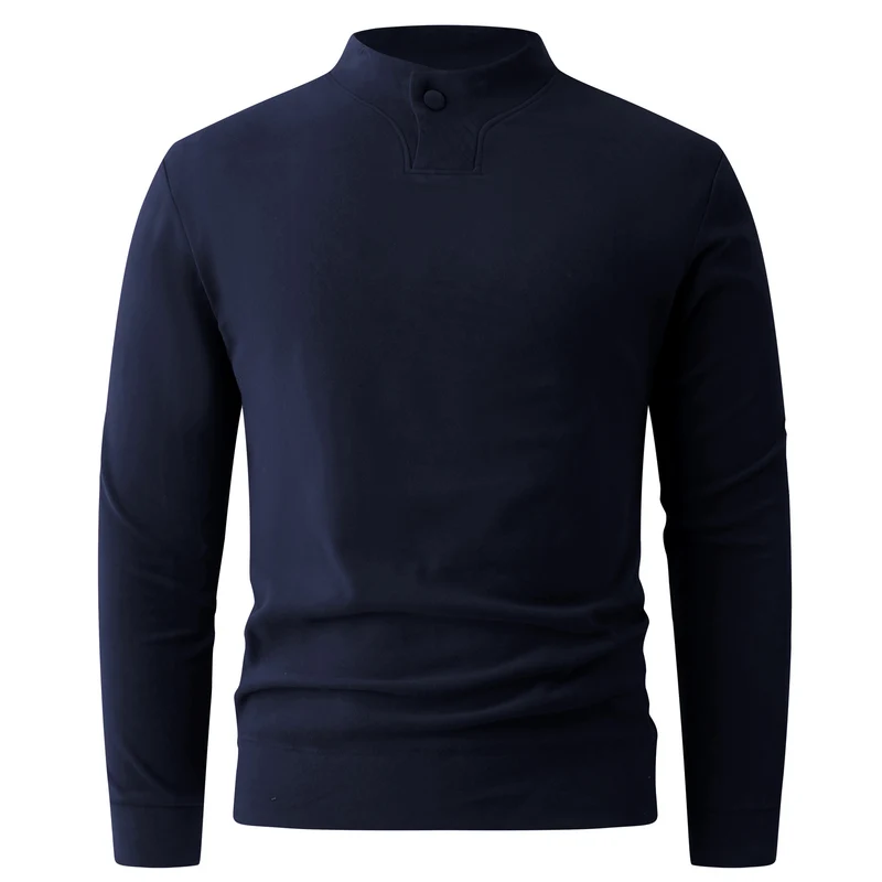 Herren Langarmshirt mit schmalem Stehkragen und Knopfverschluss Drune